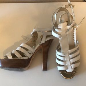 White Bebe sandal heels